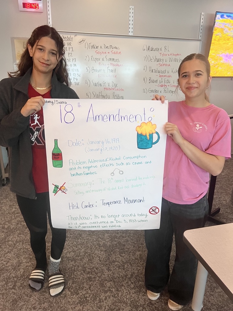 2 students holding a poster
