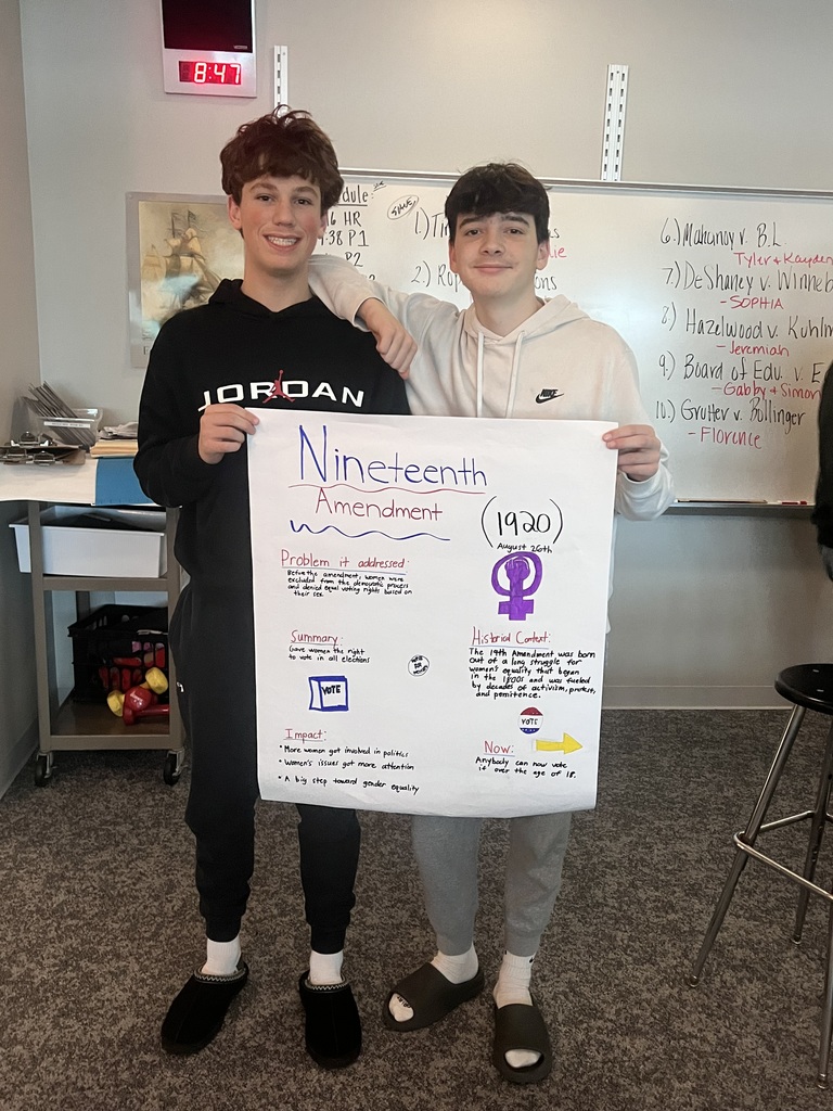 2 students holding a poster