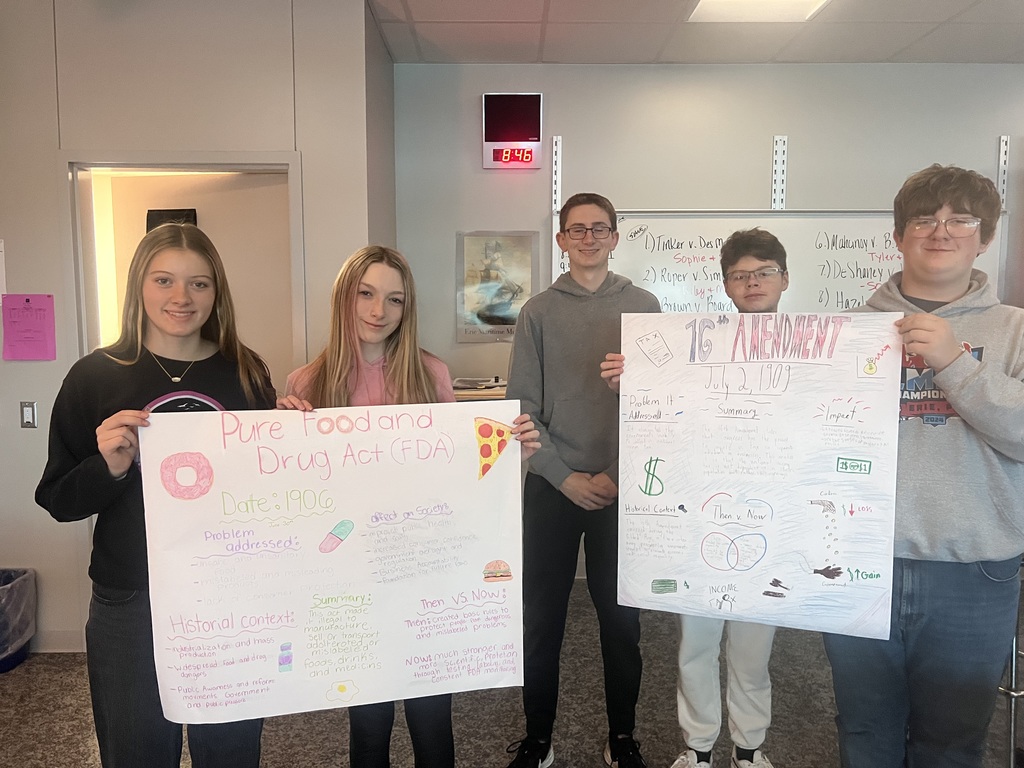 5 students holding posters