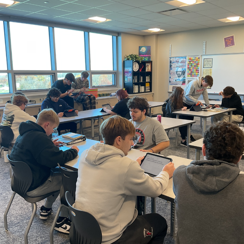 classroom of students working