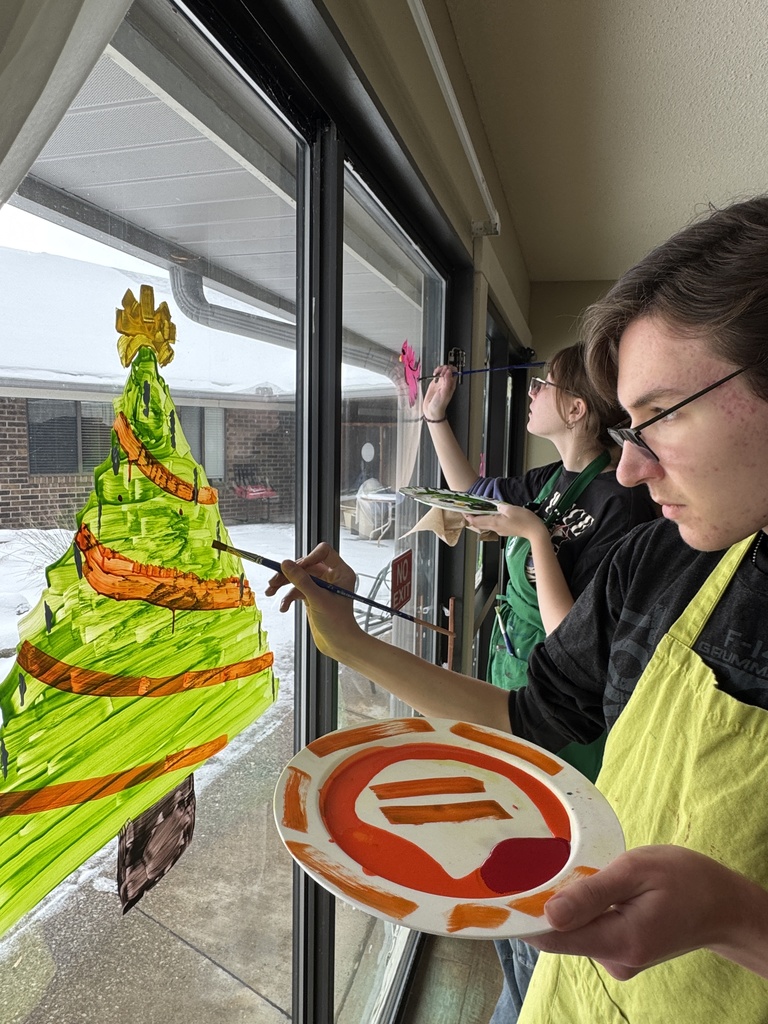 The FHS Art students volunteered to paint the windows at Fairview Manor to spread holiday cheer!