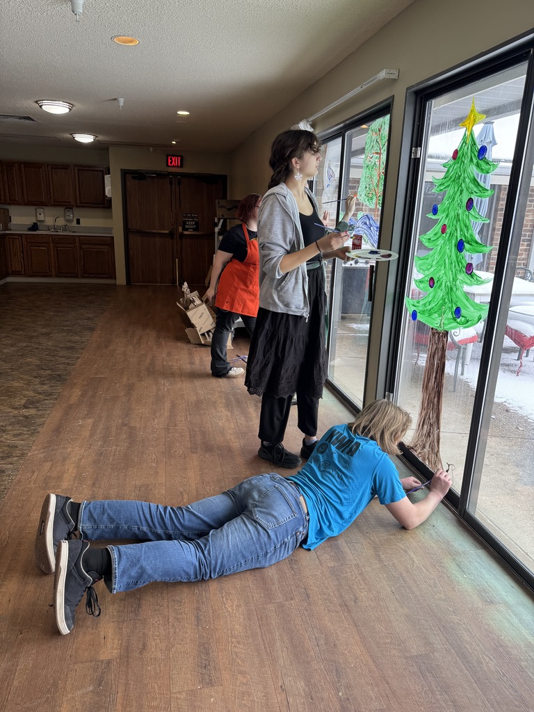 The FHS Art students volunteered to paint the windows at Fairview Manor to spread holiday cheer!