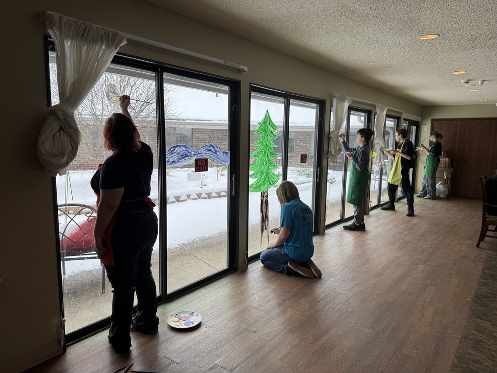 The FHS Art students volunteered to paint the windows at Fairview Manor to spread holiday cheer!