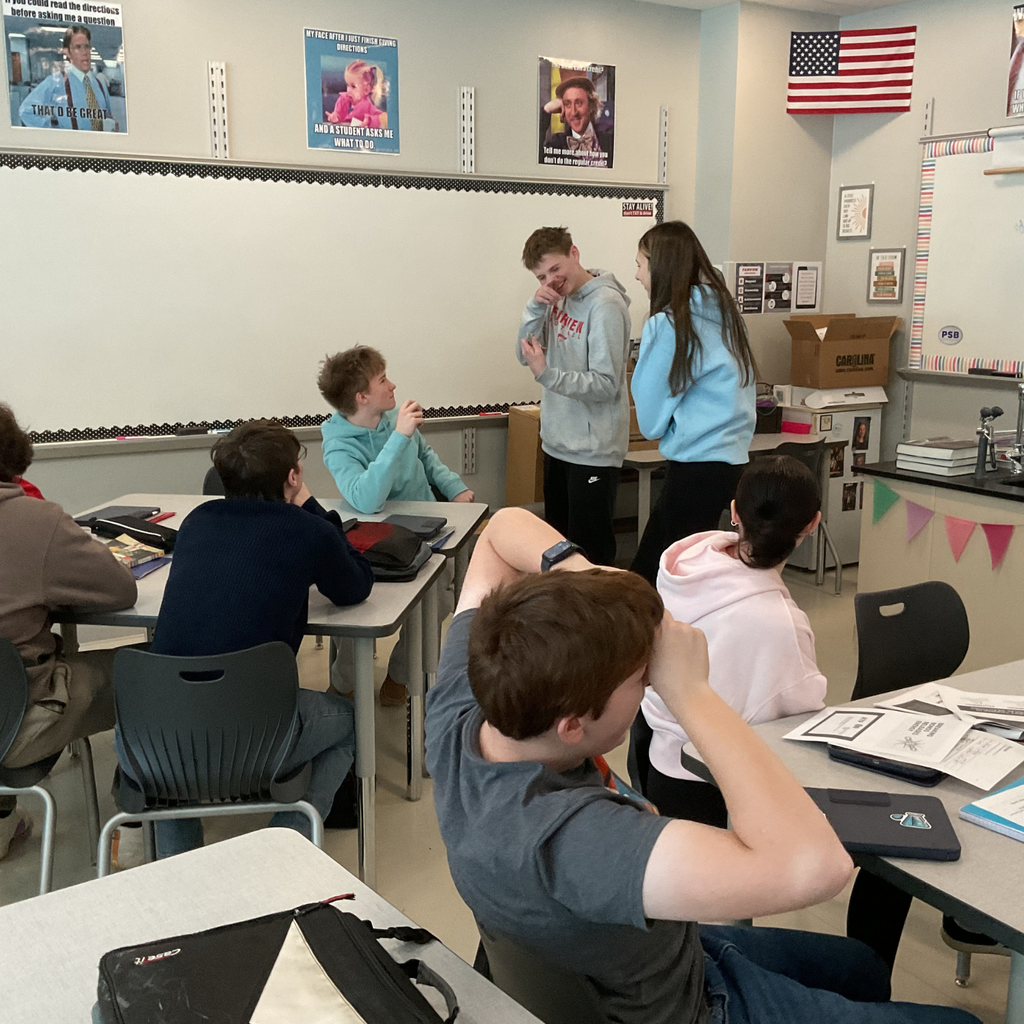 Sophomores in  biology classes are playing Biology Taboo to review vocabulary terms