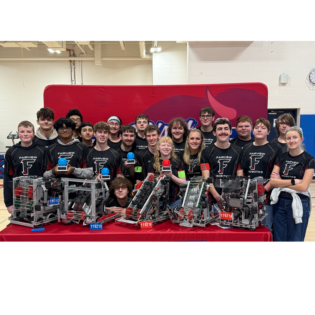 students with a robot