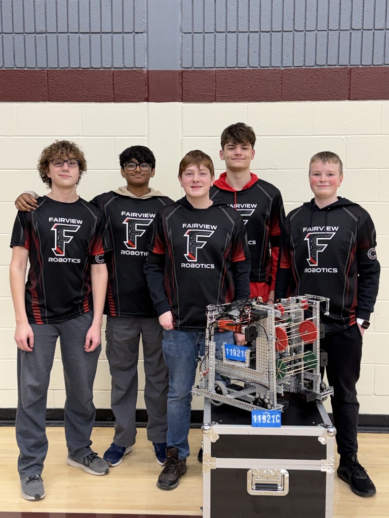 students with a robot