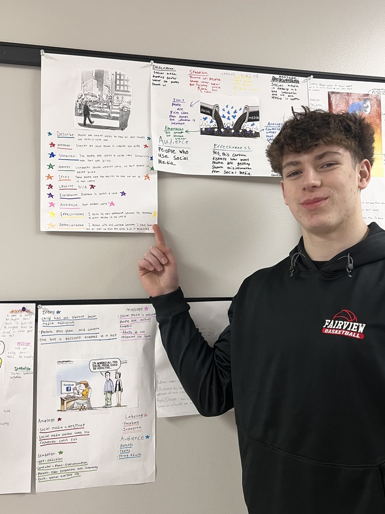 Current Events students recently finished their unit on political cartoons by analyzing cartoons focusing on social media. The students created posters to share their findings.