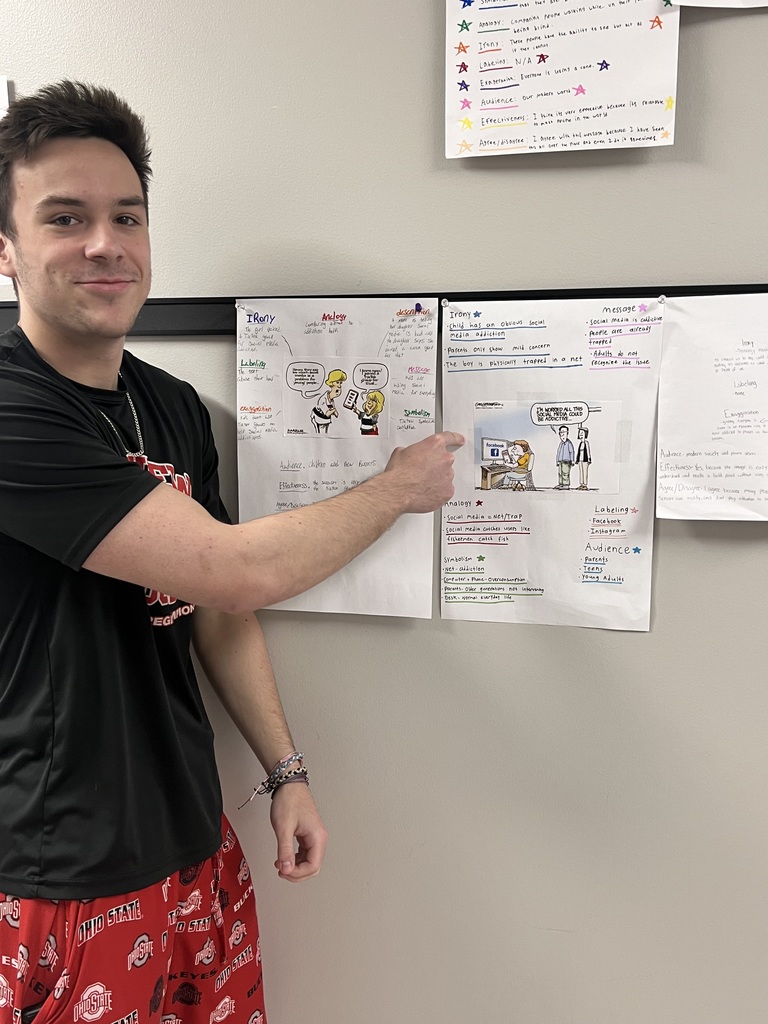 Current Events students recently finished their unit on political cartoons by analyzing cartoons focusing on social media. The students created posters to share their findings.