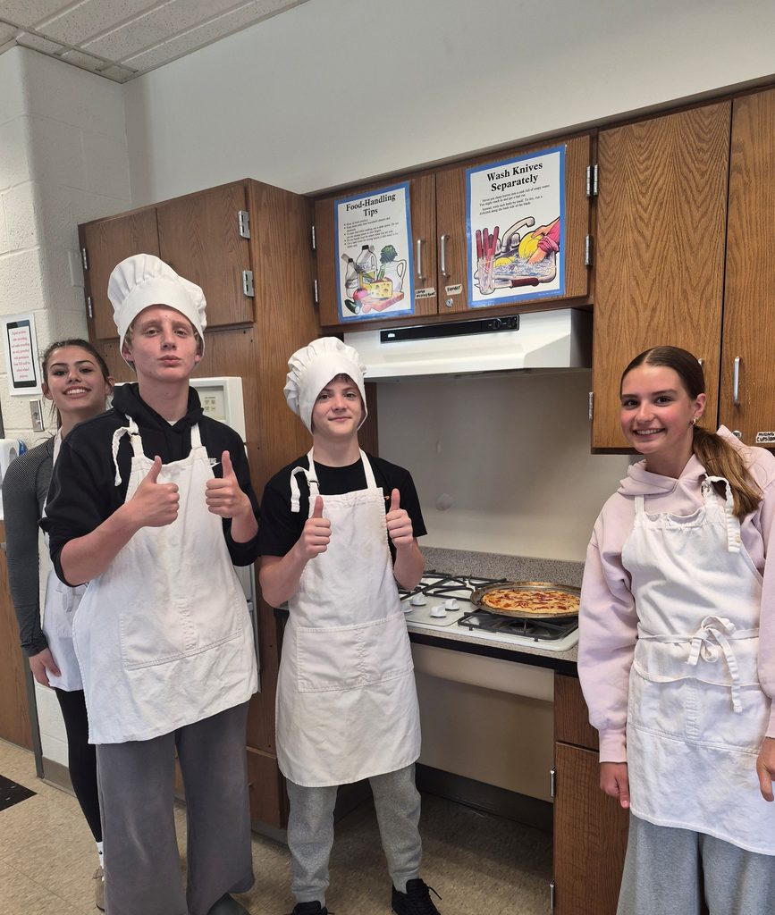 Students cooking in family consumer science class