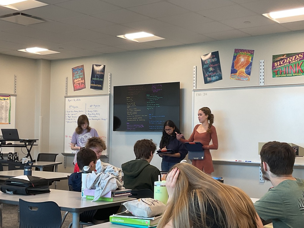 The AP English Literature and Composition students created engaging presentations to share their analysis of various poems as they prepare for the upcoming AP Exam.