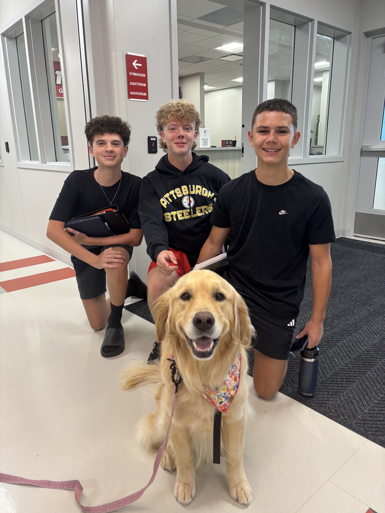 students with dog