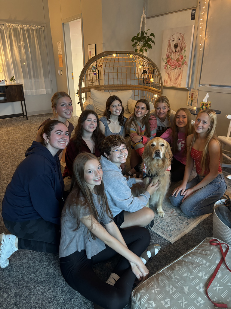 students with dog