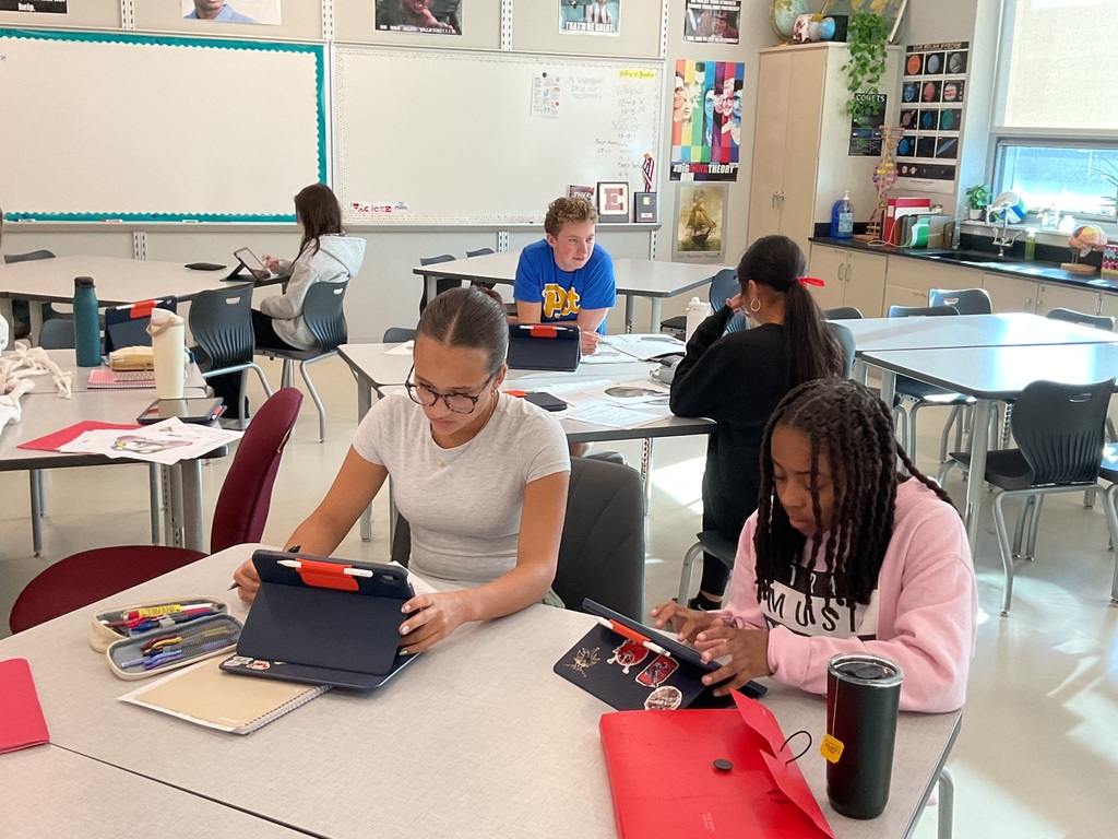 student working on ipad