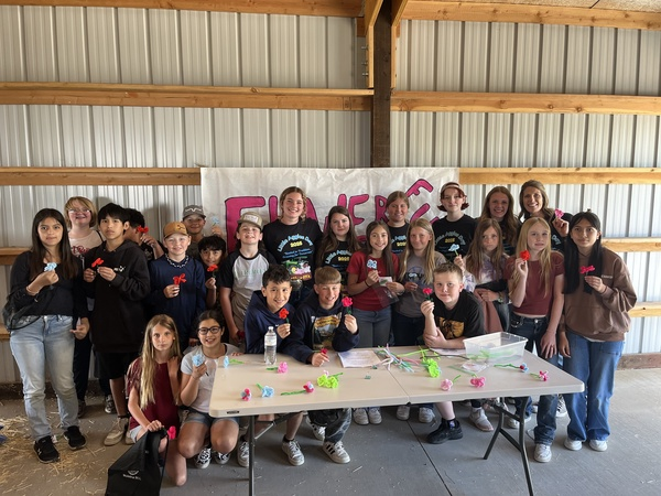 students at table