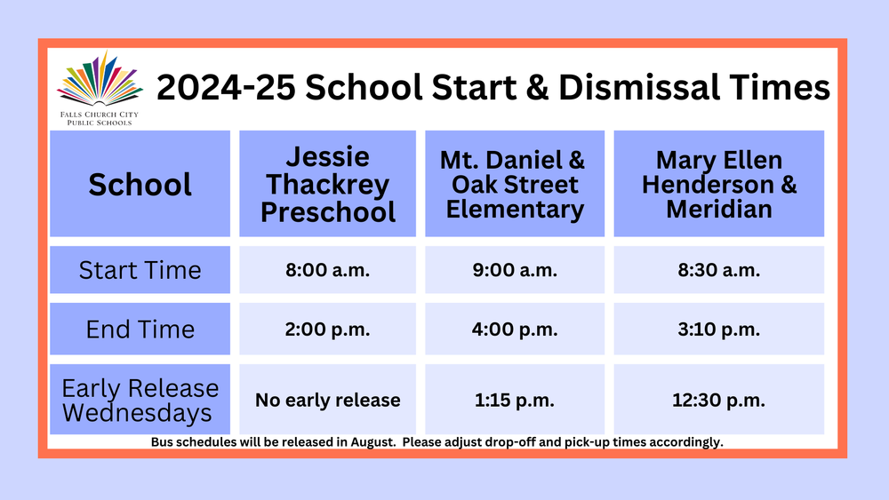 School Start and  Dismissal Times are Changing for  2024-25 School Year