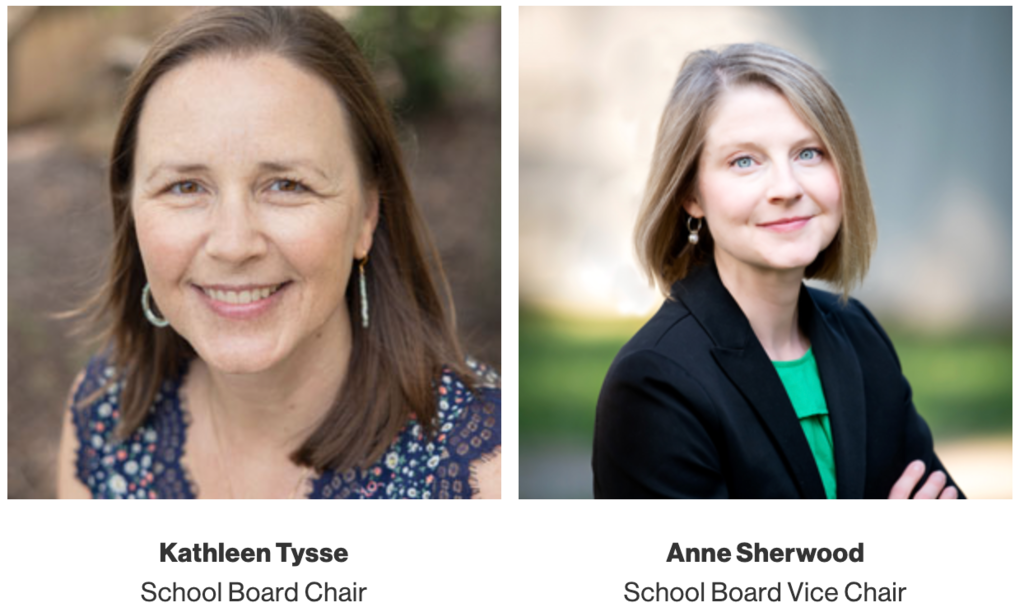 Kathleen Tysse and Anne Sherwood School Board leadership for 2026