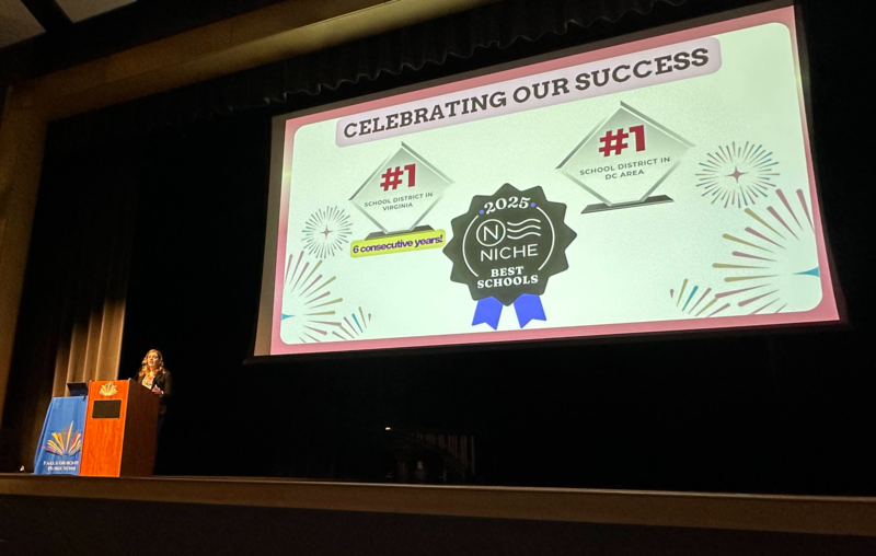 Kim Heddings Celebrating FCCPS designation as #1 division in Virginia