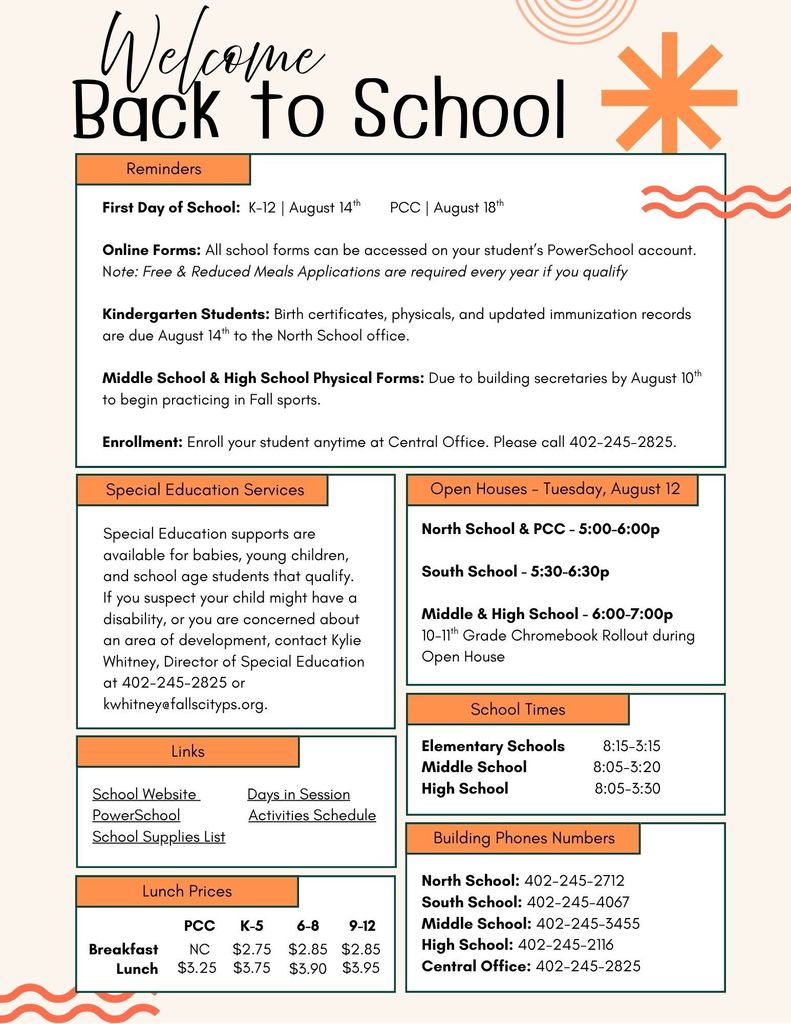 Back to school newsletter