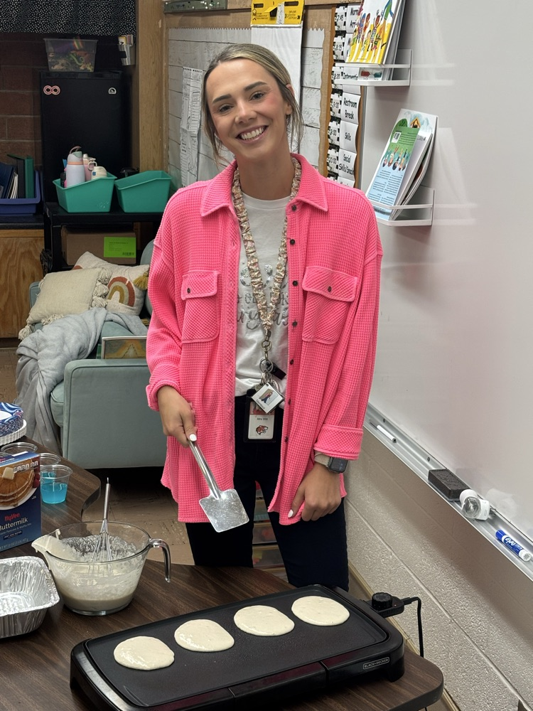 Mrs. Witt cooking pancakes 