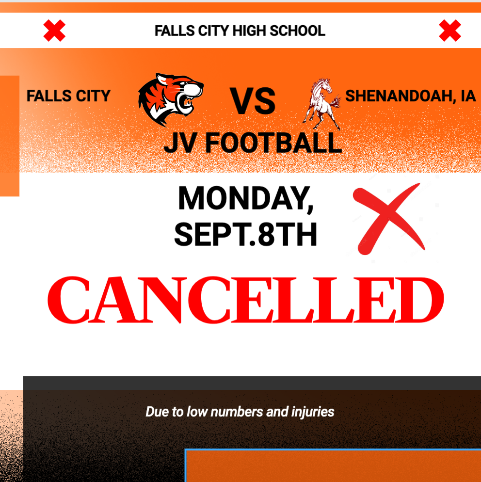 JV Football cancelled vs Shenandoah, IA