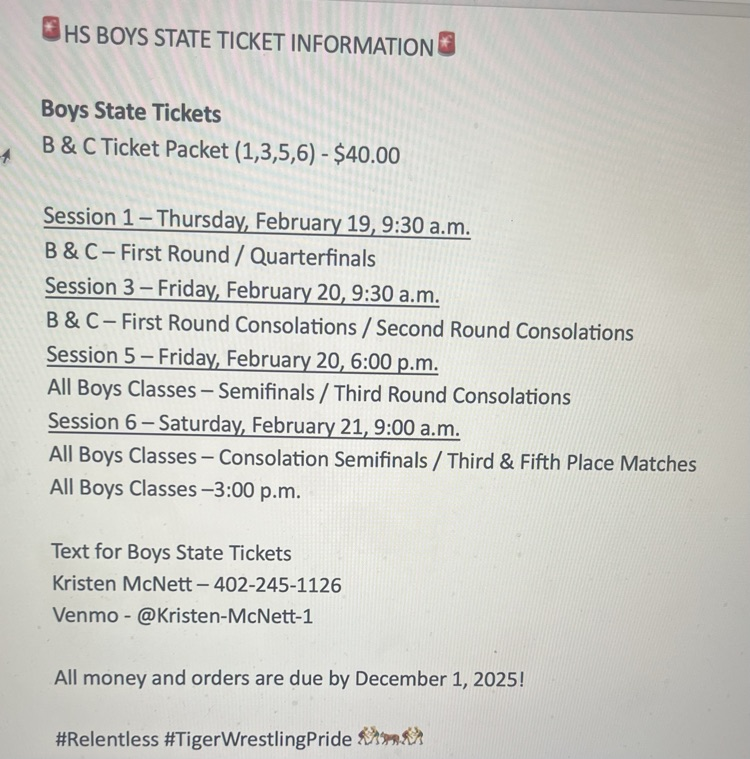 🚨HS BOYS STATE TICKET INFORMATION 🚨