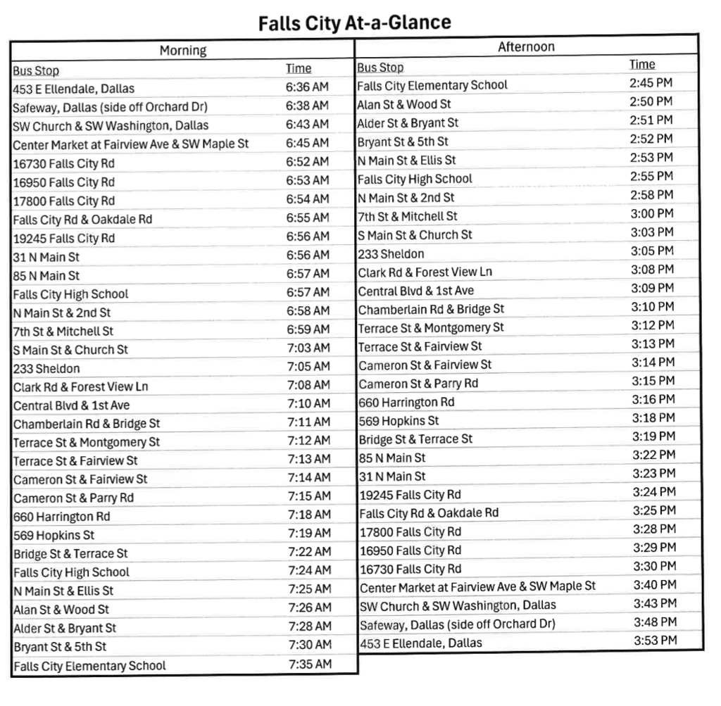 Bus route 8/27/26