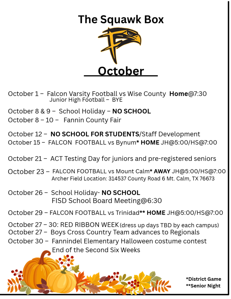 October Information 