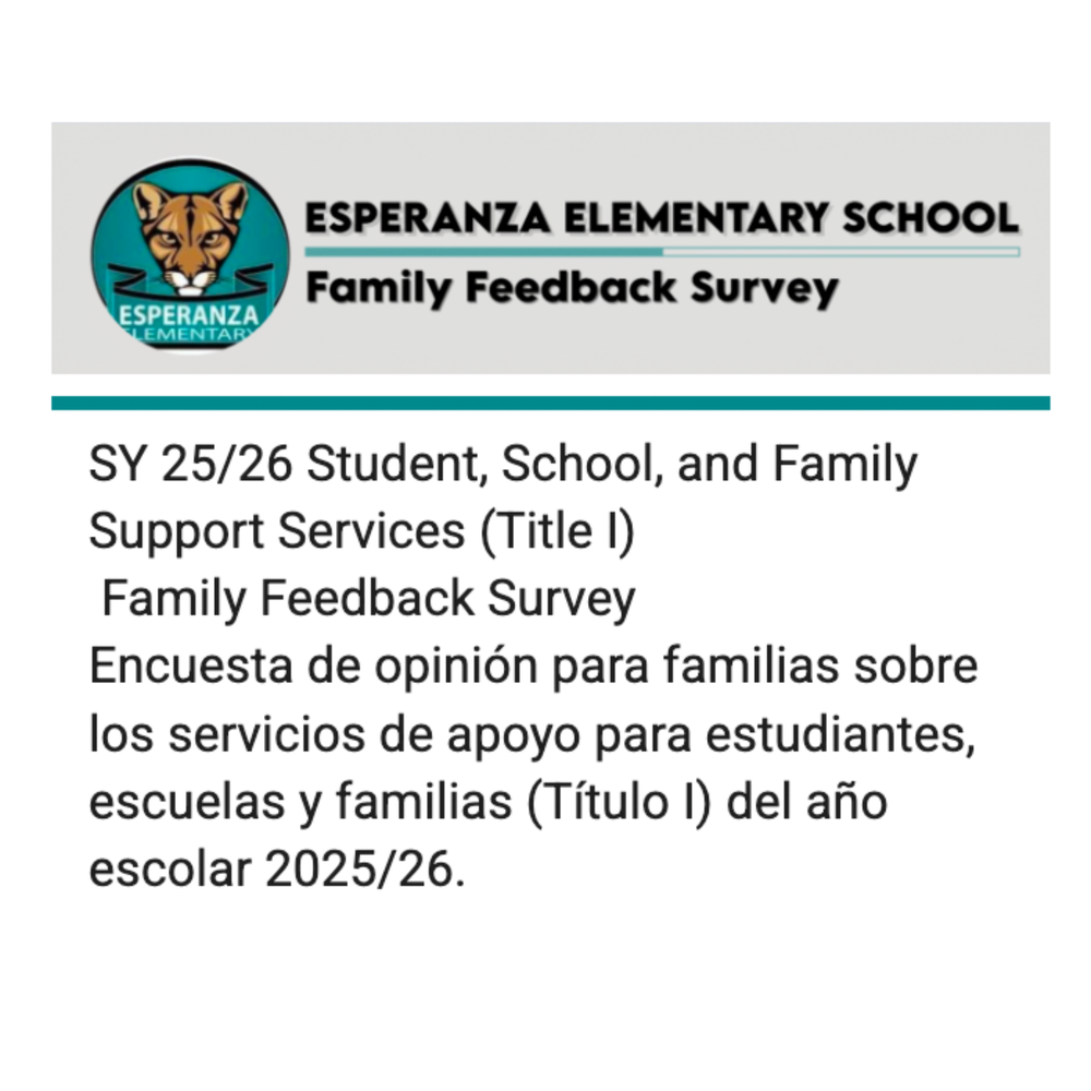 2025-26 Student, School, and Family Support Services (Title I) Family Feedback Survey