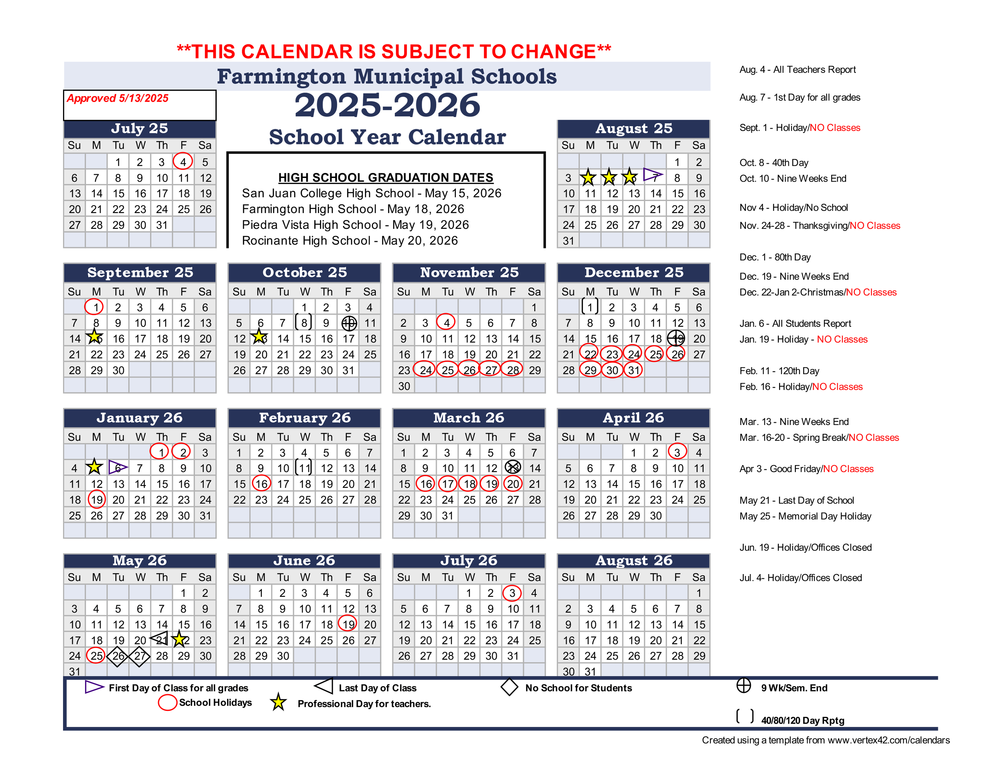 2025-2026 Academic Calendar 