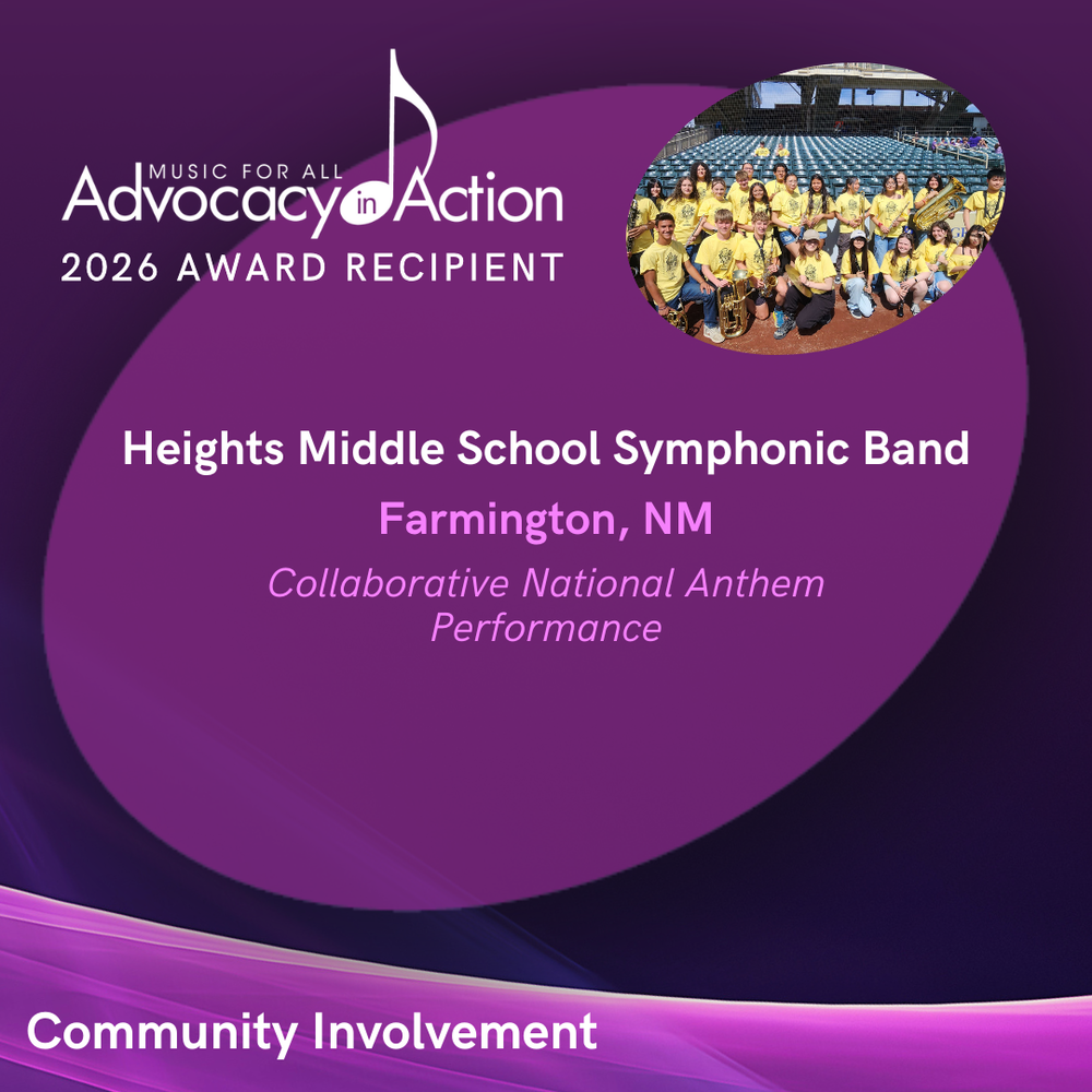 Heights Symphonic Band Named 2026 Music for All’s “Advocacy in Action” Recipient