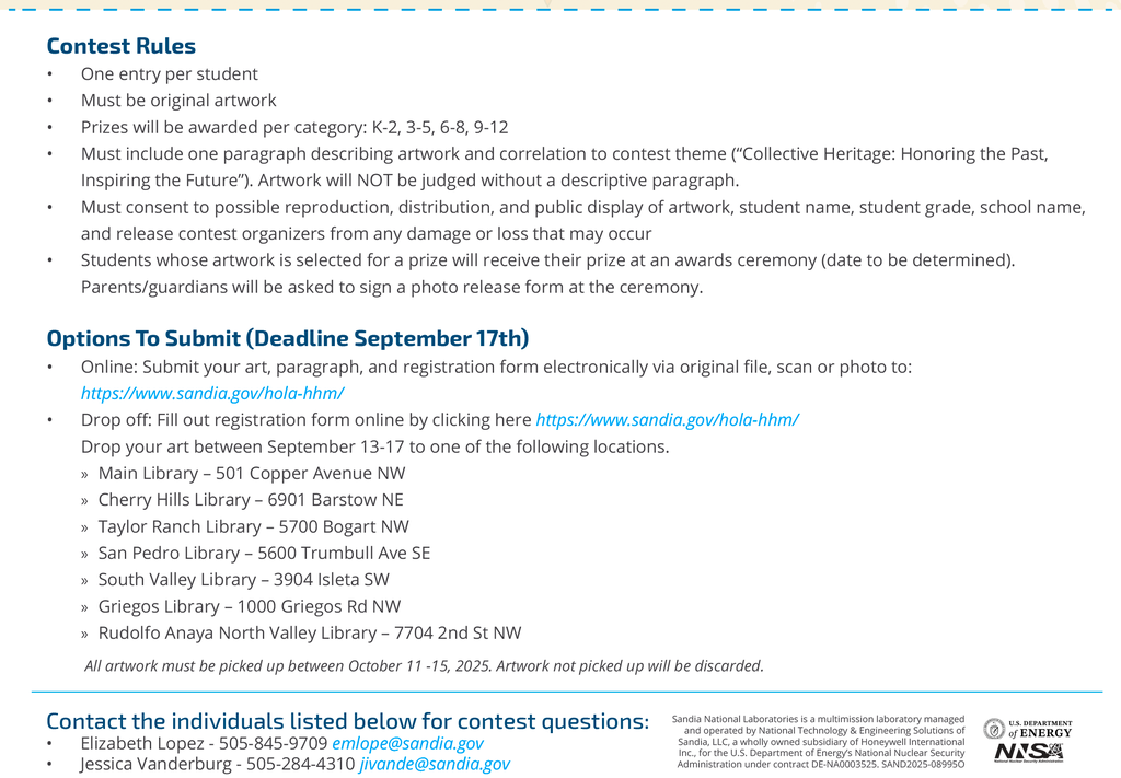 You can now enter the 2025 Hispanic Heritage Month Youth Art Contest!