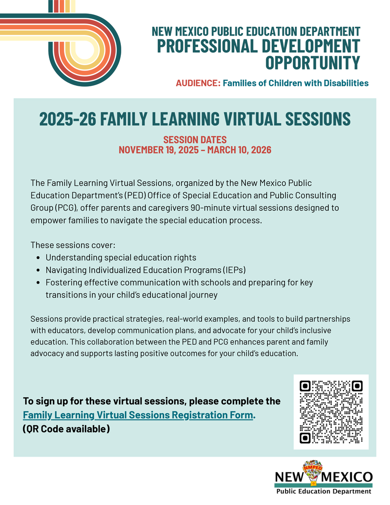 2025 Family Learning Virtual Sessions
