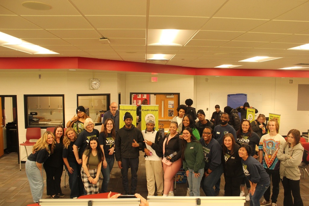 FCHS Students pose at the Vibe Credit Union interactive Reality Fair.
