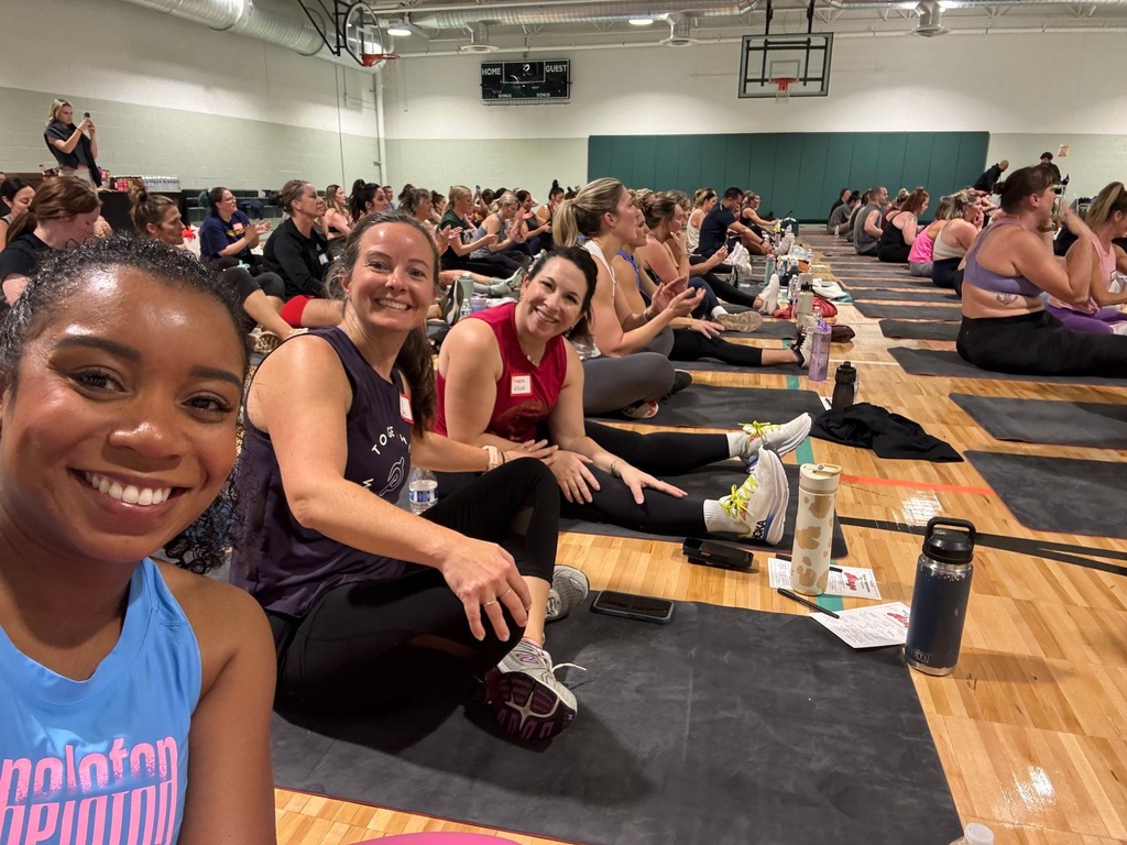 Hillside teachers and Principal Torrie Maas attending the Peloton Teacher Appreciation Tour with Jess Sims.