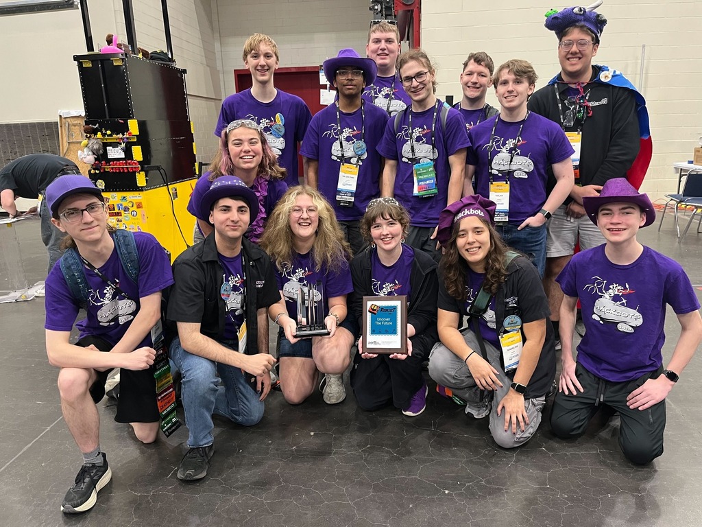 FPS Hackbots students pose for a photo at the FIRST Robotics Competition World Championship in Houston, Texas!