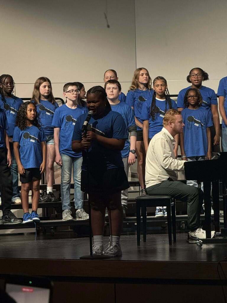 Students singing at East Middle School’s Spring Pop Concert.