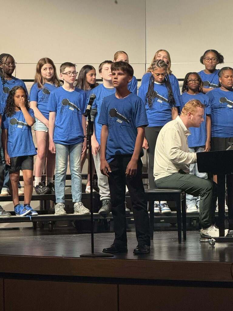 Students singing at East Middle School’s Spring Pop Concert.