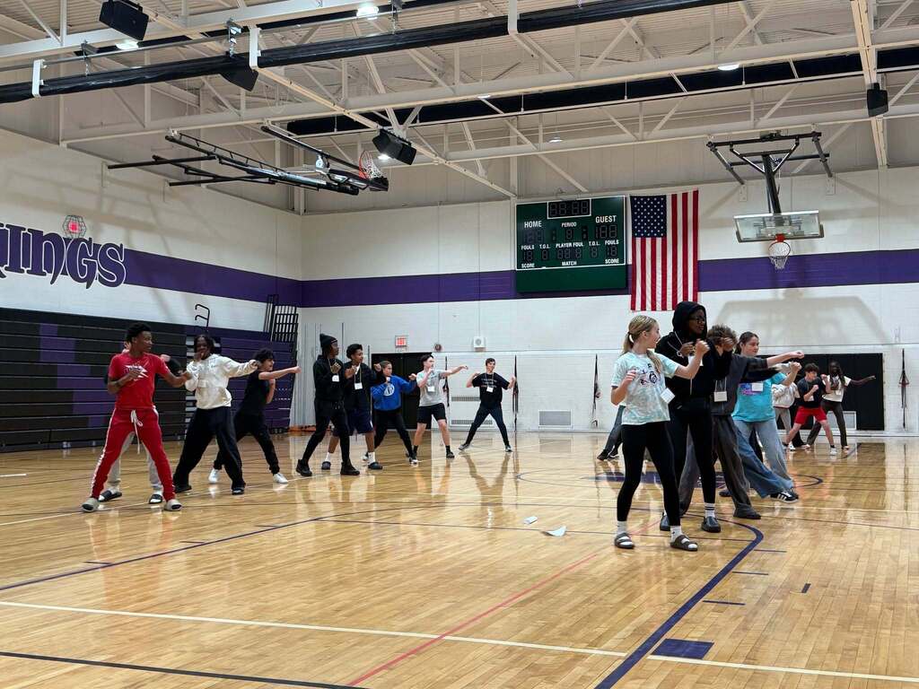 Students working out in a gymnasium