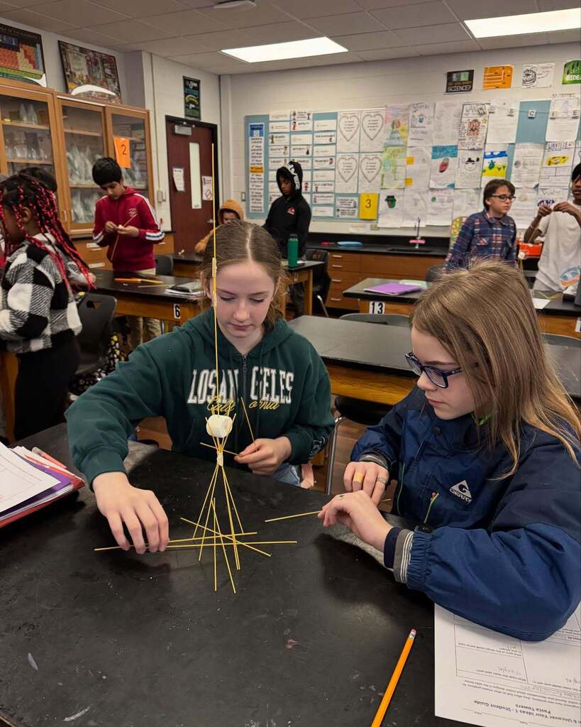 6th Grade students working on a science project.