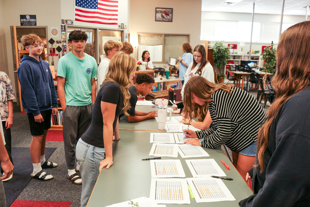 Students signing in at picture day