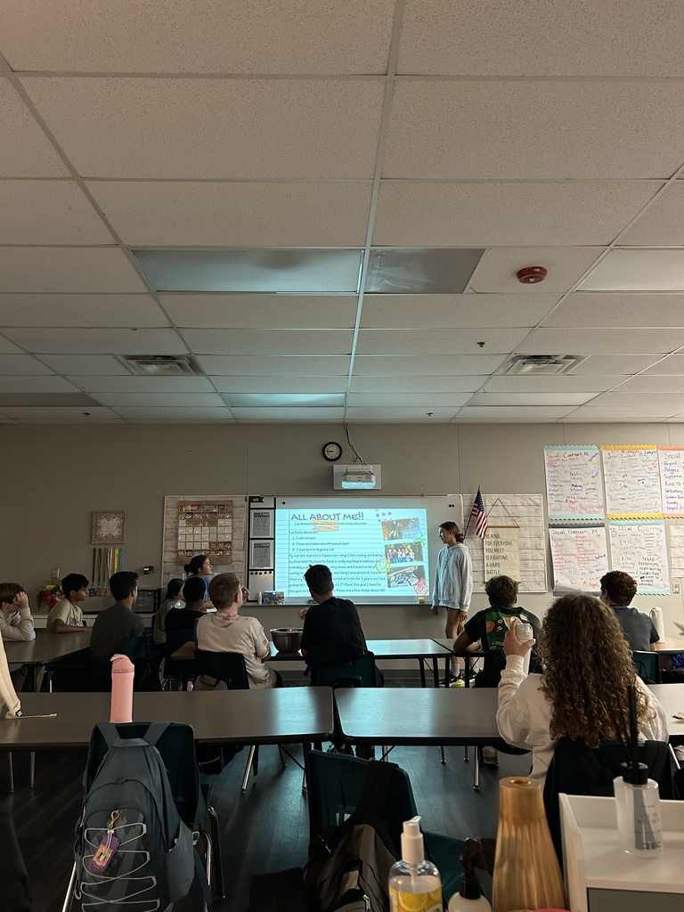 Student giving an "All about me" presentation