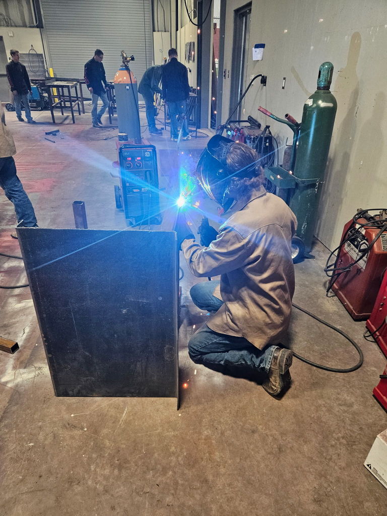 student welding