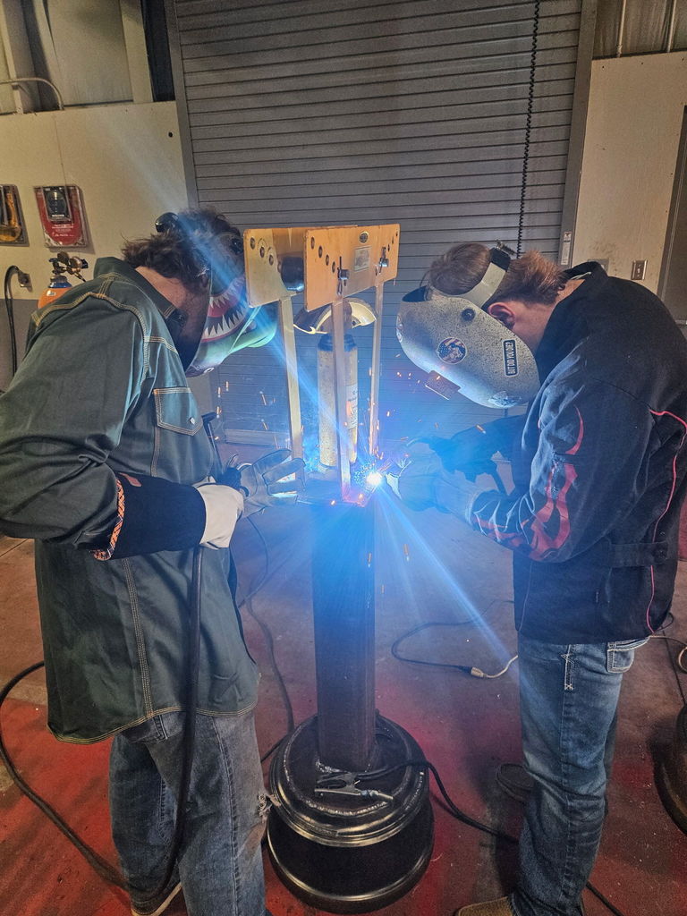 student welding