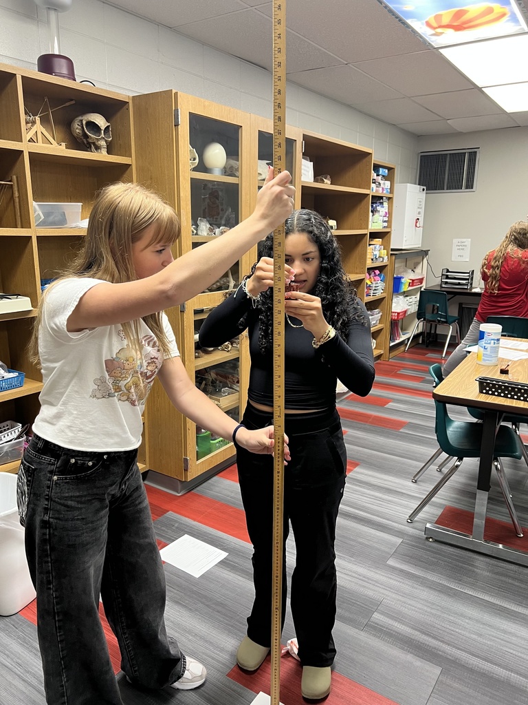 Students measuring drops with a yard stick