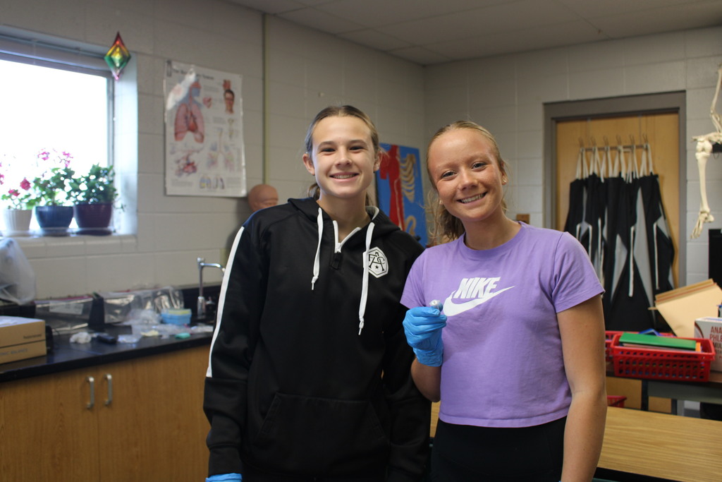  students do a lab in biomed