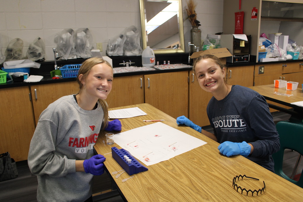  students do a lab in biomed