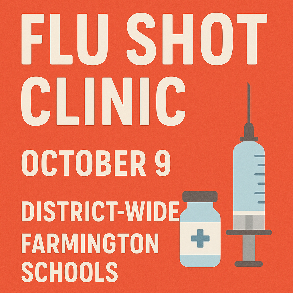 flu shot clinic image with date and picture of needle