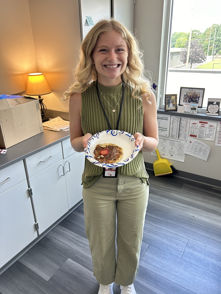 Teacher with pancakes