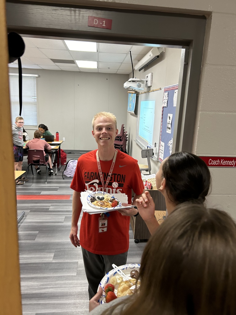 Teacher with pancakes