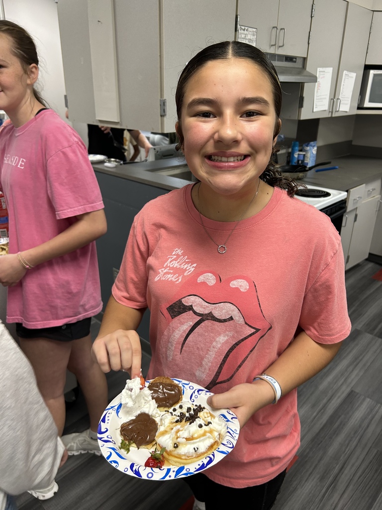 Student with pancakes